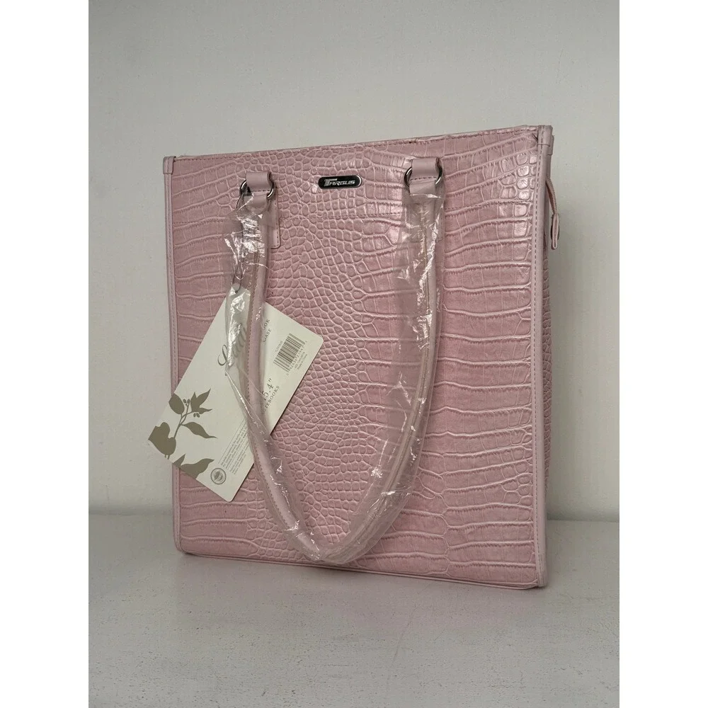 Pink faux Croc Embossed Ladies Laptop Bag 15.4 TLT019US NWT book bag